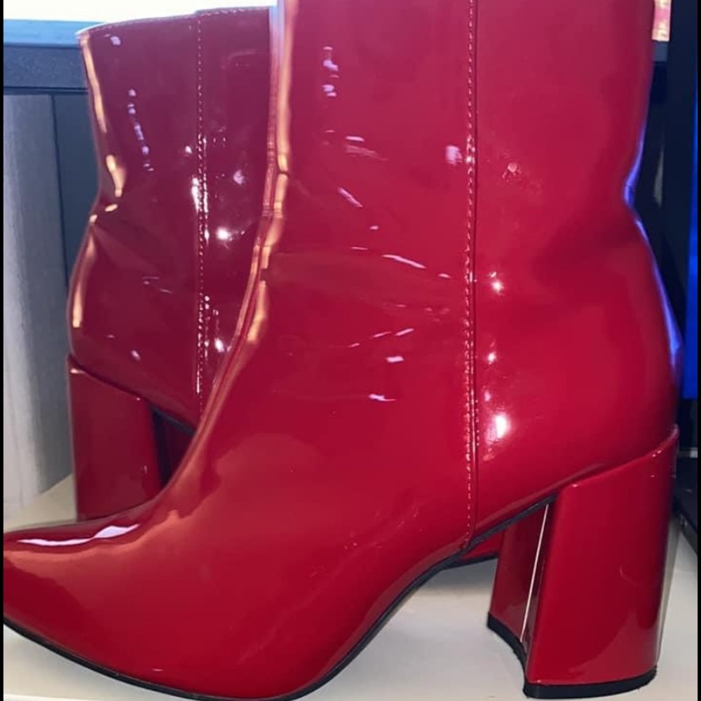 Red Patent Leather Booties